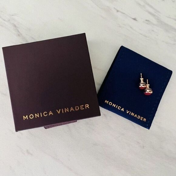 Monica Vinader Siren Stud Earrings, Pink Quartz/Rose Gold, NEW IN BOX - Picture 4 of 12